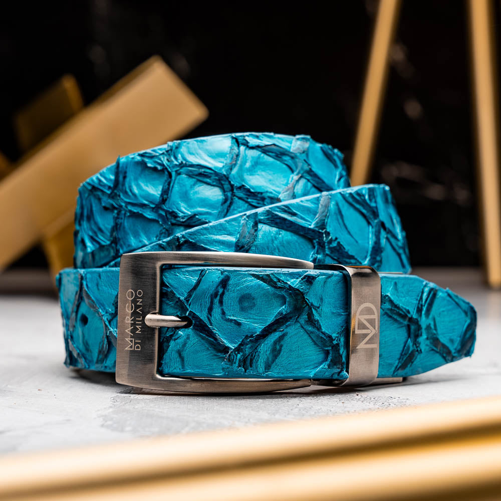 Marco Di Milano Olivieri Belt - Caribbean Blue Leather Shoe