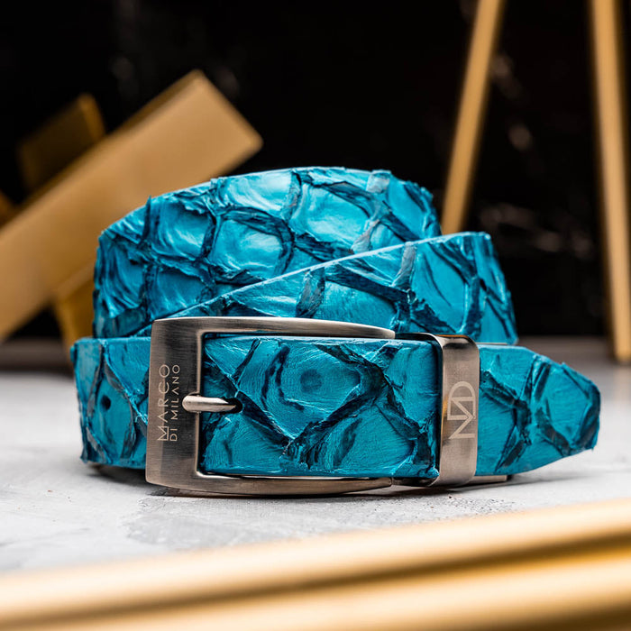 Marco Di Milano Olivieri Belt - Caribbean Blue Leather Shoe