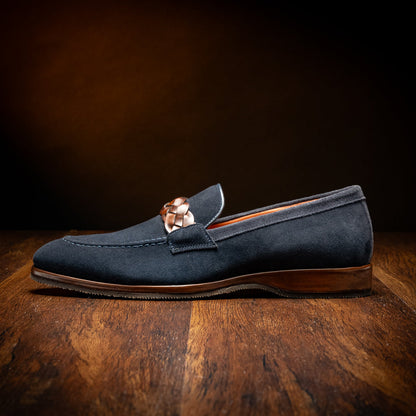 Zelli Pisa Italian Suede Braided Loafer Navy (16-696-NVY)