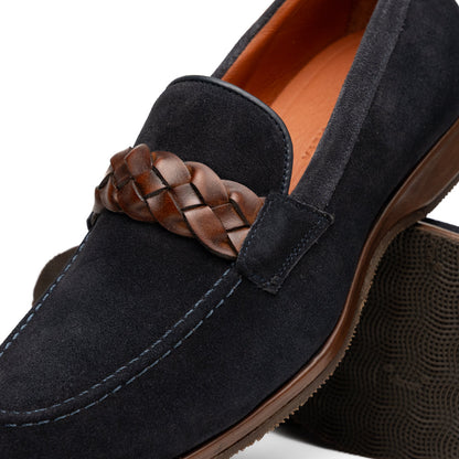 Zelli Pisa Italian Suede Braided Loafer Navy (16-696-NVY)