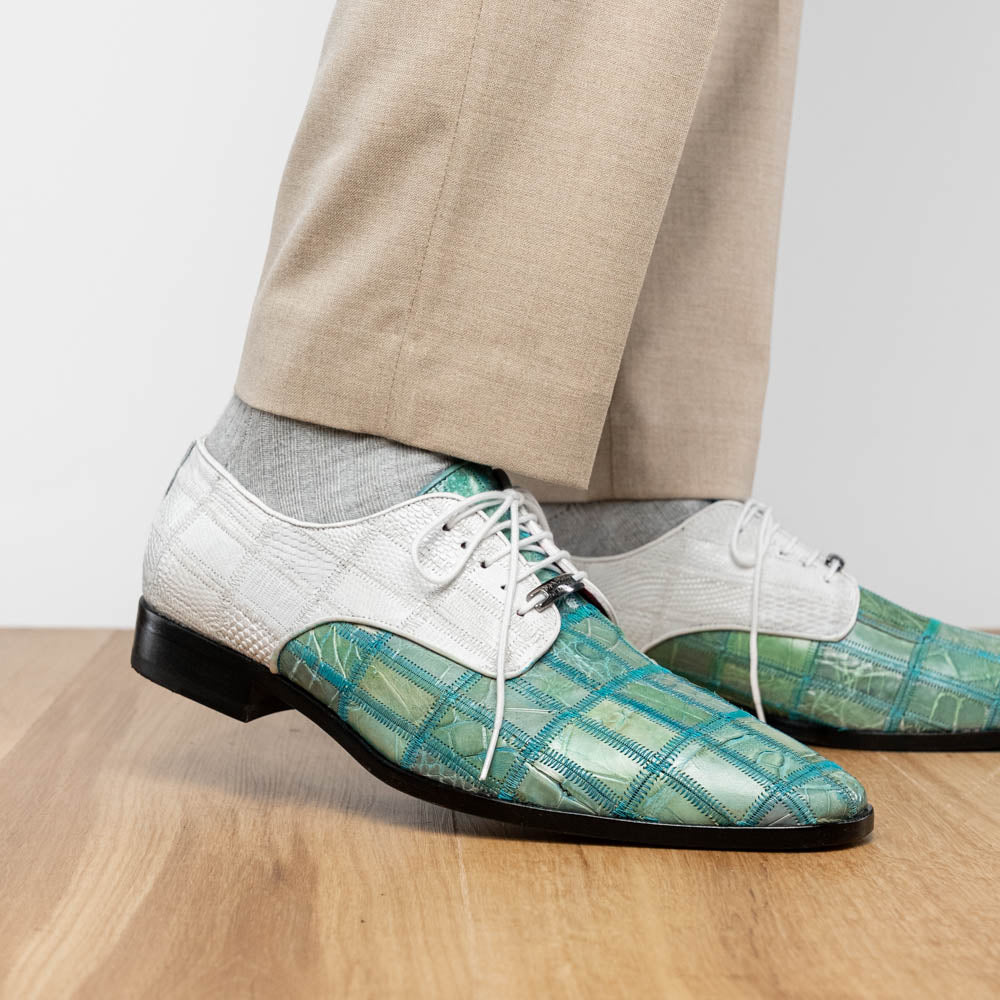 Marco Di Milano Pissa Turquoise & White Leather Loafers