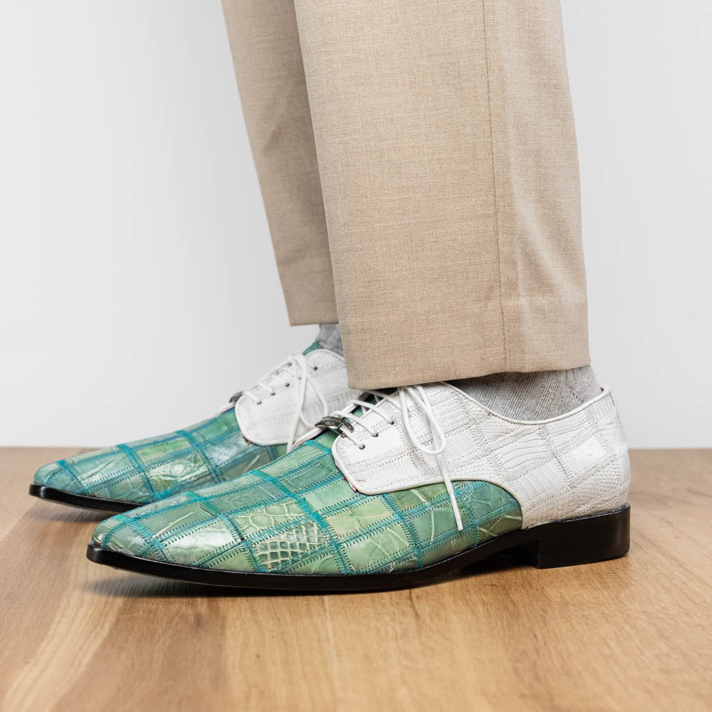 Marco Di Milano Pissa Turquoise & White Leather Loafers