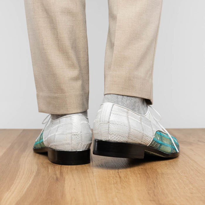 Marco Di Milano Pissa Turquoise & White Leather Loafers