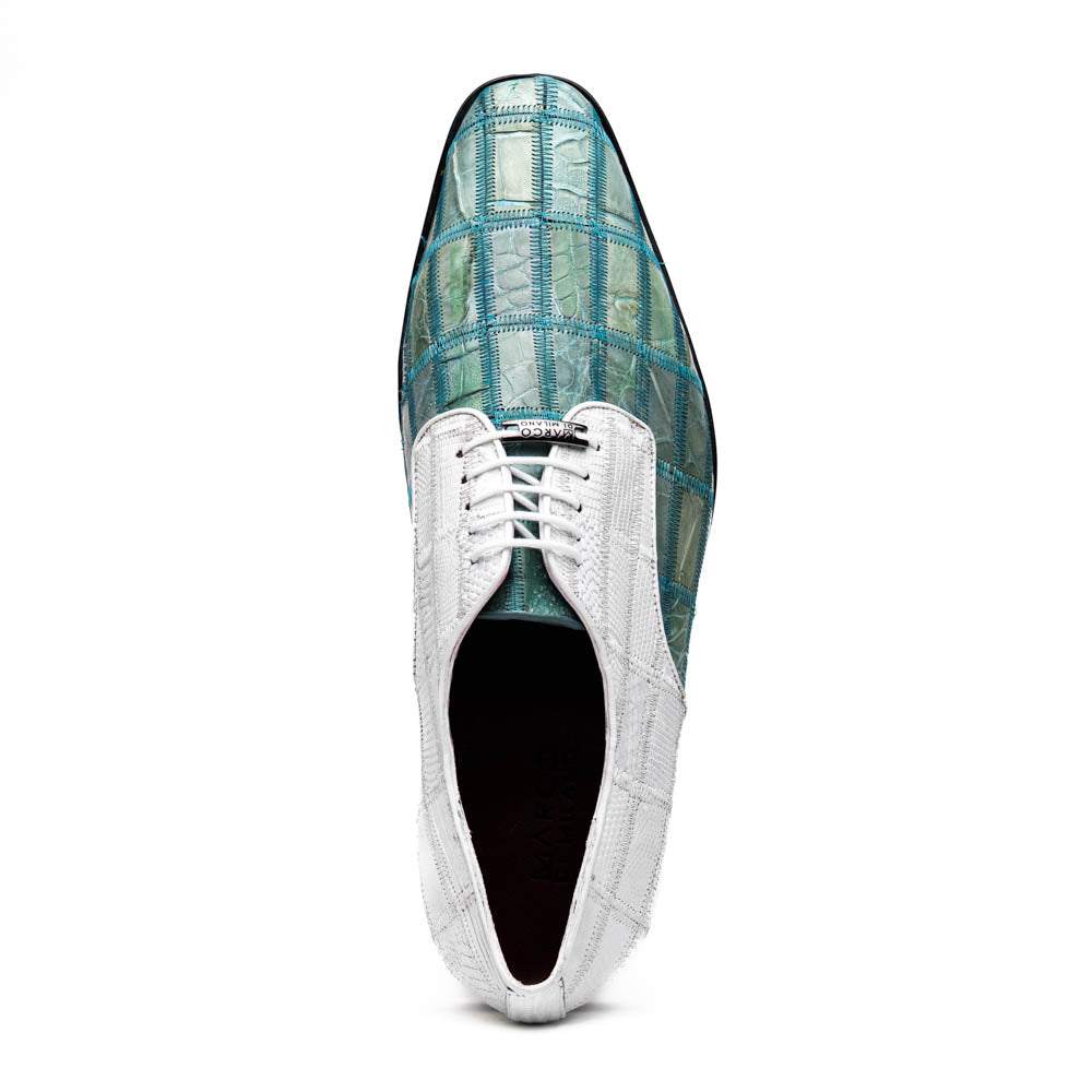 Marco Di Milano Pissa Turquoise & White Leather Loafers