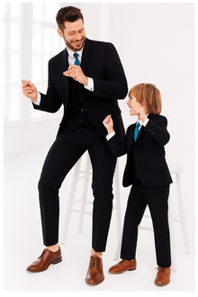 Black and Navy Glen Plaid Pattern ~ Dad And Son Matching Suit