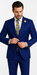 Plaid Suits - Windowpane Blue Suit - Peak Lapel Style