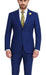 Plaid Suits - Windowpane Blue Suit - Peak Lapel Style