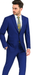 Plaid Suits - Windowpane Blue Suit - Peak Lapel Style