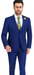 Plaid Suits - Windowpane Blue Suit - Peak Lapel Style