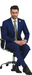 Plaid Suits - Windowpane Blue Suit - Peak Lapel Style
