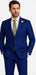 Plaid Suits - Windowpane Blue Suit - Peak Lapel Style