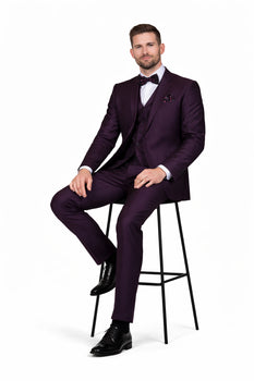 Men'S Plum ~ Eggplant ~ Very Dark Purple No Vest Suit - Image 5