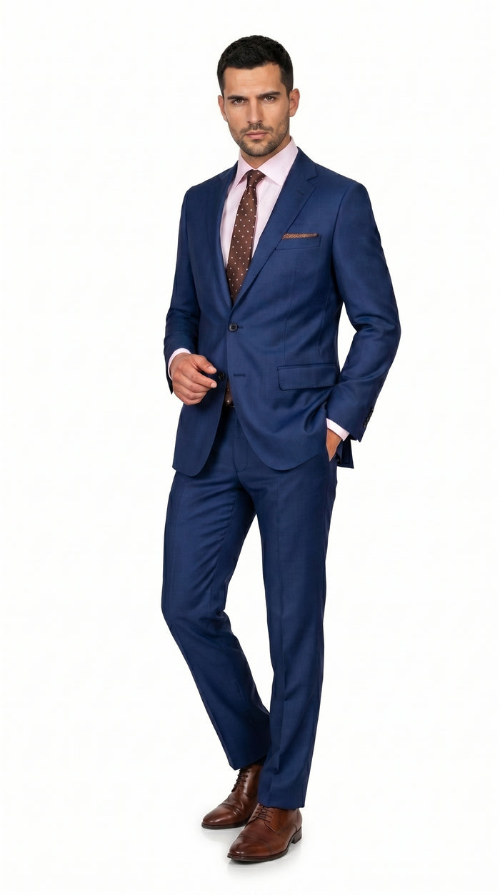 Men’s Ink Blue 2 Button Suit, Cobalt Midnight Blue Wedding and Business Dress Suit