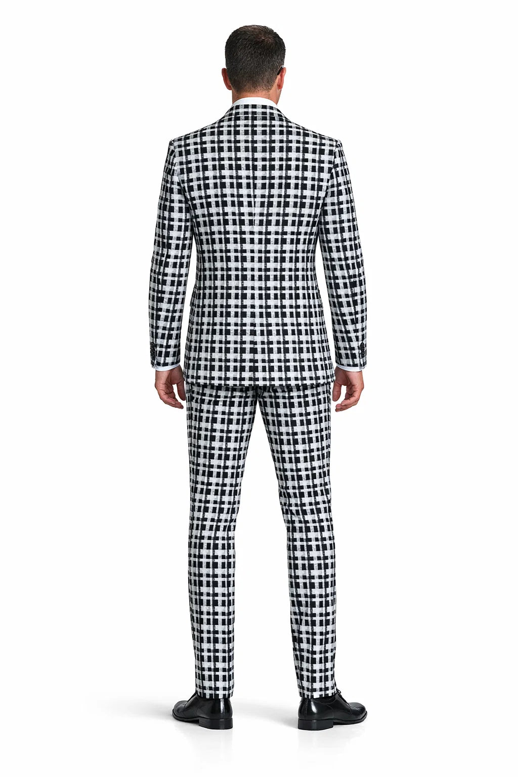 Statement Men’s 3-Piece 100% Wool Fashion Suit – Unique Checker Pattern Modern Fit
