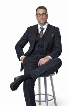 Statement Men’s 3-Piece 100% Wool Fashion Suit – Unique Checker Pattern