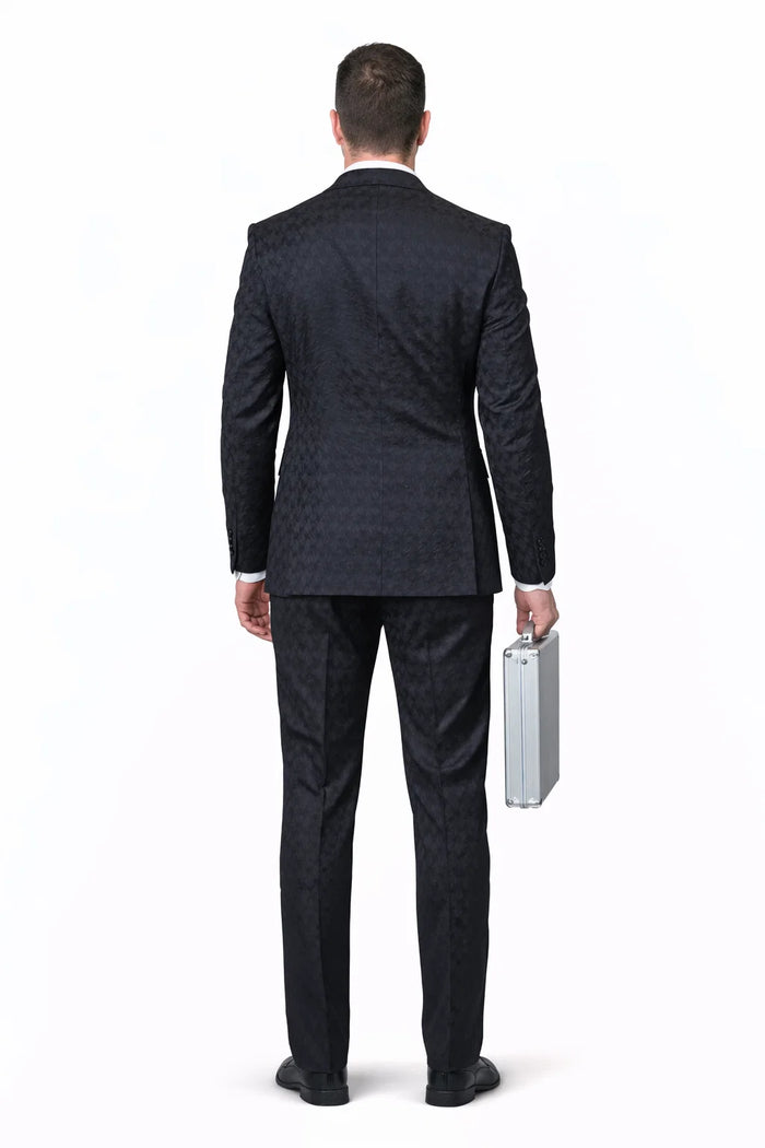 Statement Men’s 3-Piece 100% Wool Fashion Suit – Unique Checker Pattern Modern Fit