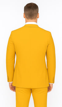 Poplin Fabric Pacelli 3pc Mustard Suit CAMERON-10027 Classic Fit Pleated Pants Athletic Cut