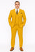 Poplin Fabric Pacelli 3pc Mustard Suit CAMERON-10027 Classic Fit Pleated Pants Athletic Cut