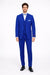 Poplin Fabric Pacelli 3pc Royal Blue Suit CAMERON-10011 Classic Fit Pleated Pants Athletic Cut