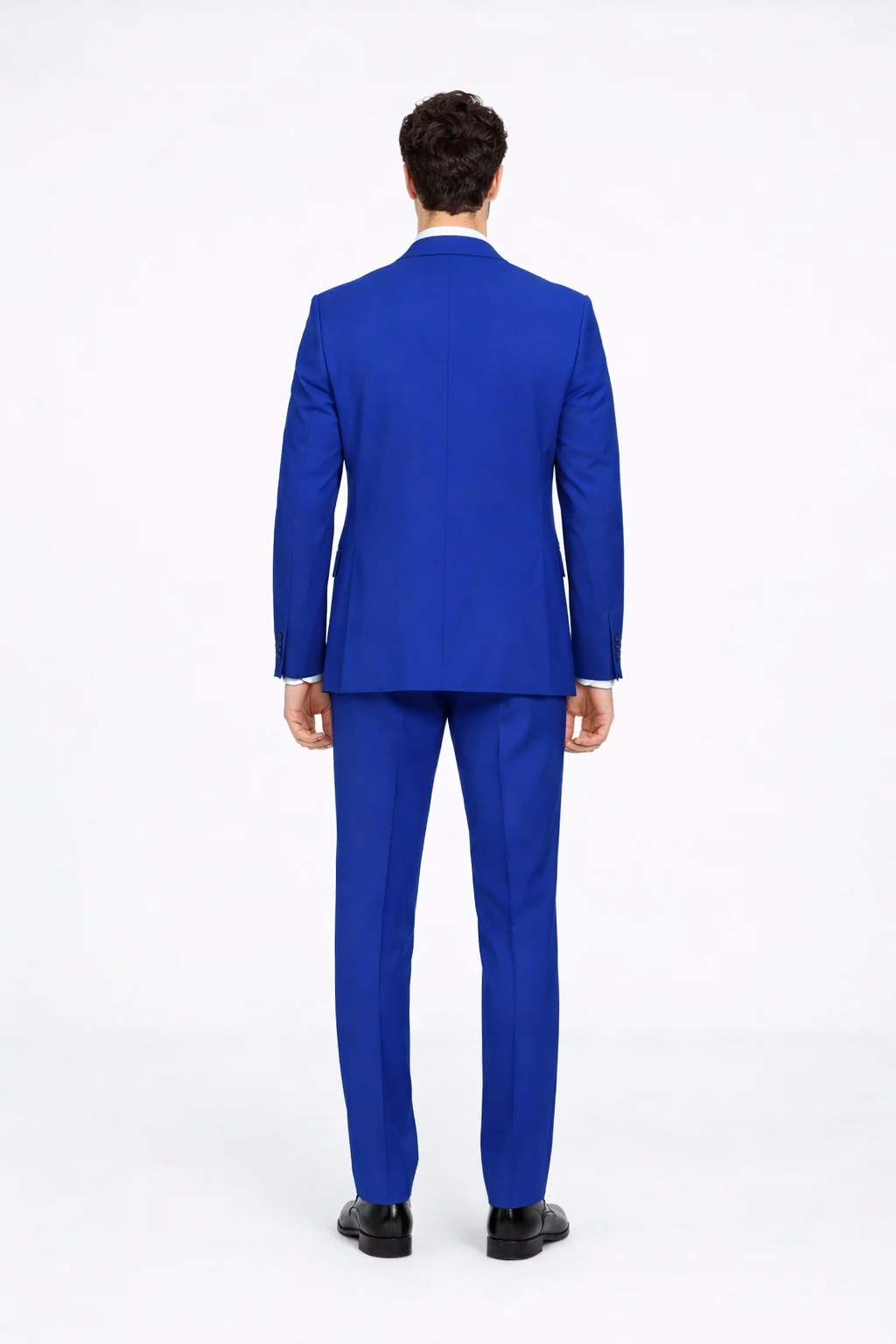 Poplin Fabric Pacelli 3pc Royal Blue Suit CAMERON-10011 Classic Fit Pleated Pants Athletic Cut