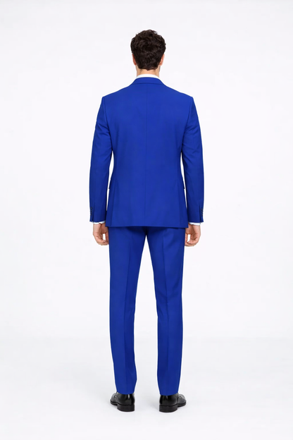 Poplin Fabric Pacelli 3pc Royal Blue Suit CAMERON-10011 Classic Fit Pleated Pants Athletic Cut