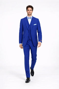 Poplin Fabric Pacelli 3pc Royal Blue Suit CAMERON-10011 Classic Fit Pleated Pants Athletic Cut Royal Blue / 54 Long Jacket Poplin Fabric Pacelli 3pc Royal Blue Suit CAMERON-10011 Classic Fit Pleated Pants Athletic Cut Royal Blue / 54 Long Jacket