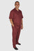 Men's 2 Piece Short Sleeve Casual Two Piece Mens Walking Outfit For Sale Pant Sets Set With Pleated Pants 100% Linen Shirt Wine