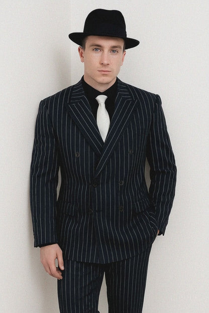Chalk Double Breasted 6 On 2 Men'S Any Color & Bold White Pinstripe Suit