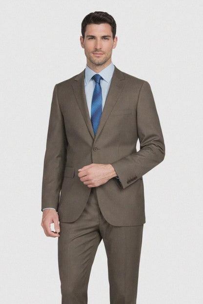 Tiglio Camel or Taupe Two-button Wool Suitc Modern Fit