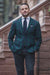 Men'S Green And Blue Tartan Plaid Window Pane Checkered Suit With Matching Vest