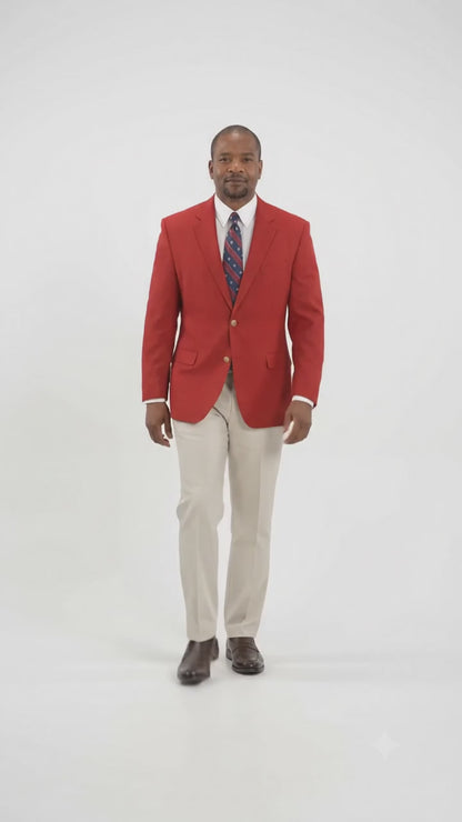 Travel Brass Buttons Cloth Men'S RED 2 Button Sport Coats / Cheap Priced Blazer Jacket For Men Excellent Quality