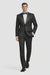 2 Button Solid Black Tuxedo With Black Trim No Pleated Pants Wool Suit