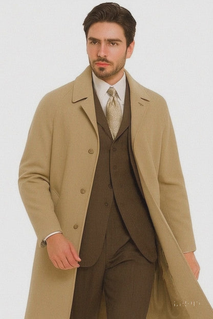Mens Overcoat Mens Topcoat Mens Camel  Wool Dress Coat
