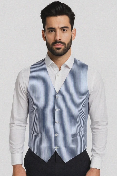 Blue and White Seersucker Vests
