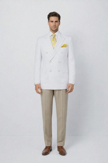Men’s Classic White Double Breasted Blazer Jacket for Formal & Wedding Wear