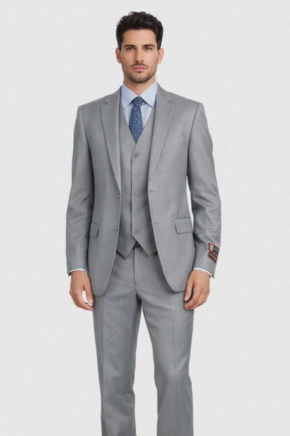 Giorgio Fiorelli Grey Two-Button Suit + Vest Modern Fit