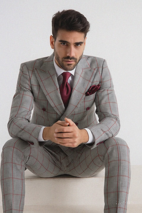 Grey with Red Plaid