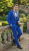 Men’s Bright Royal Blue and White lapel  Embellished Tuxedo Suit –  3-Piece Formal Wedding, Prom, and Gala Outfit