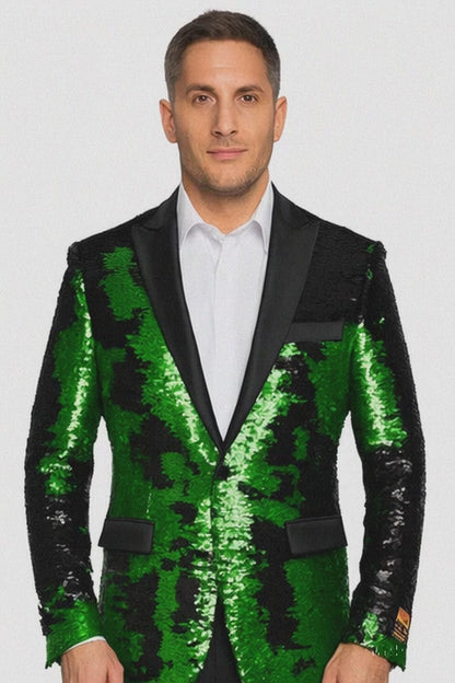 Mardi Gras Outfit - Mardi Gras Blazer For Men in Color Emerald Green in Sequin Fabric