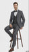 Men’s Charcoal Gray with blue Trim Slim Fit 3-Piece Suit – Modern Wedding and Business Formal Tuxedo Set