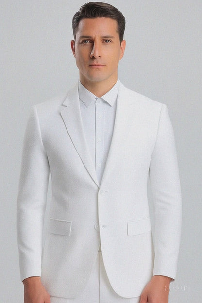 Mens Jacket + Pants Summer Seersucker Suit in White Pinstripe