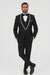 Men's Trimmed Shawl Lapel Blazer Dinner Jacket Black Vested Sport Coat