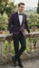 Men’s Eggplant Plum Purple Tuxedo Blazer with Satin Lapel, White Tuxedo Shirt and Matching Purple Bow Tie - Slim Fitted - Prom wedding Suit With Pants
