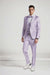 Graduation Suit - Men's One Button Vested Shiny Satin Sharkskin Prom & Wedding Party Suit in Lavender