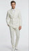 Men’s Ivory Double Breasted Tuxedo Dinner Jacket – Textured Blazer Paisley Texture Pattern in Off White Cream Color + Bowtie