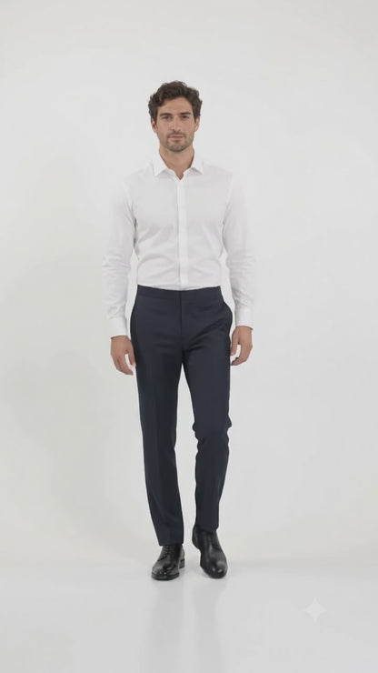 Men'S Navy Wool Blend Tuxedo Pants