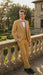 Men's Gold Embellished Tuxedo Suit + Bowtie – Slim Fit Jacket, Vest and Tailored Pants