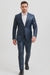 Mens Blue Slim Fit Faux Leather Suit – 1 Button Notch Lapel