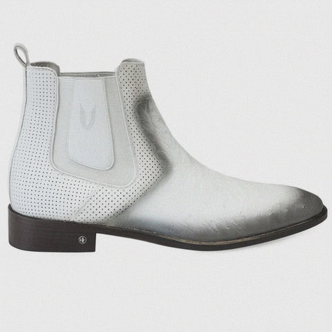 Men's Faded White Vestigium Boots Genuine Ostrich Chelsea Boots