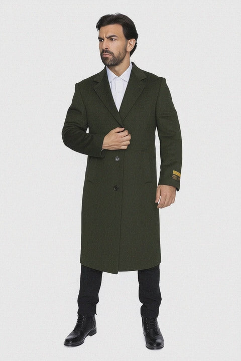 Mens Overcoat in Olive Green